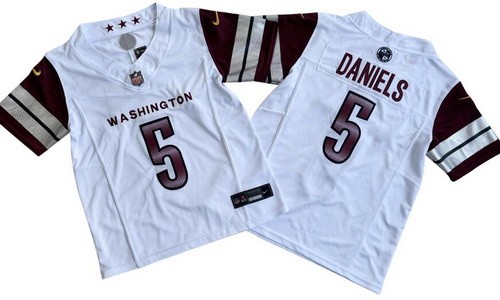Youth Washington Commanders #5 Jayden Daniels Limited White FUSE Vapor Jersey