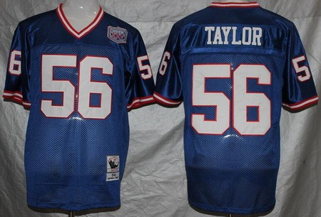Men's New York Giants #56 Lawrence Taylor Blue Throwback Jersey