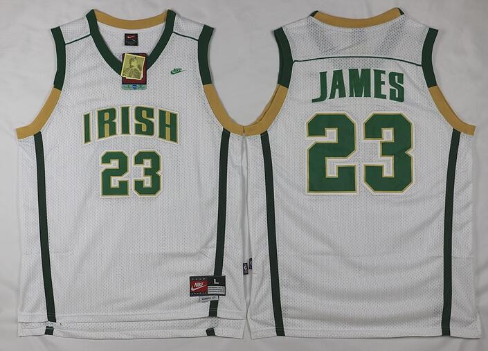 Men's Norte Dame Fighting Irish #23 Lebron James White Swingman College Basketball Jersey