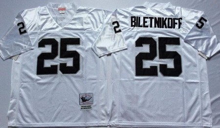 Men's Oakland Raiders #25 Fred Biletnikoff White Throwback Jersey