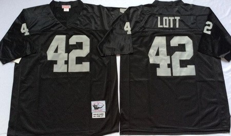 Men's Oakland Raiders #42 Ronnie Lott Black Throwback Jersey