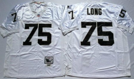 Men's Oakland Raiders #75 Howie Long White Throwback Jersey