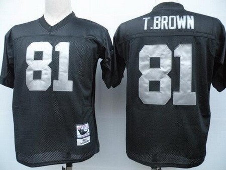 Men's Oakland Raiders #81 Tim Brown Black Throwback Jersey