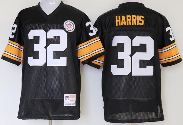 Men's Pittsburgh Steelers #32 Franco Harris Black Throwback Jersey