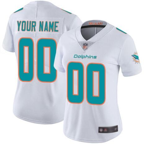 Women's Miami Dolphins Customized Limited White Vapor Untouchable Jersey