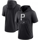 Men'sPittsburgh Pirates Black Lockup Performance Short Sleeved Pullover Hoodie