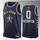 Men's #0 Tyrese Haliburton Navy 2024 All Star Icon Heat Press Jersey