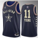 Men's #11 Trae Young Navy 2024 All Star Icon Heat Press Jersey