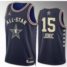 Men's #15 Nikola Jokic Navy 2024 All Star Icon Heat Press Jersey