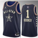 Men's #1 Devin Booker Navy 2024 All Star Icon Heat Press Jersey