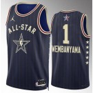 Men's #1 Victor Wembanyama Navy 2024 All Star Icon Heat Press Jersey