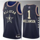 Men's #1 Zion Williamson Navy 2024 All Star Icon Heat Press Jersey