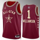 Men's #1 Zion Williamson Red 2024 All Star Icon Heat Press Jersey