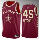 Men's #45 Donovan Mitchell Red 2024 All Star Icon Heat Press Jersey