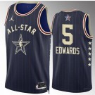 Men's #5 Anthony Edwards Navy 2024 All Star Icon Heat Press Jersey