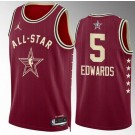 Men's #5 Anthony Edwards Red 2024 All Star Icon Heat Press Jersey