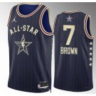 Men's #7 Jaylen Brown Navy 2024 All Star Icon Heat Press Jersey