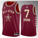 Men's #7 Jaylen Brown Red 2024 All Star Icon Heat Press Jersey