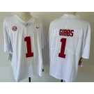 Men's Alabama Crimson Tide #1 Jahmyr Gibbs Limited White College Football Jersey