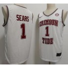 Men's Alabama Crimson Tide #1 Mark Sears White College Basketball Jersey