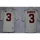 Men's Alabama Crimson Tide #3 Vinnie Sunseri White College Football Jersey