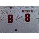 Men's Alabama Crimson Tide #8 John Metchie III White College Football Jersey
