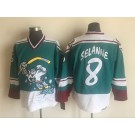 Men's Anaheim Ducks #8 Teemu Selanne Green White Throwback Jersey