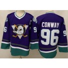 Men's Anaheim Ducks #96 Charlie Conway Purple Throwback Jersey