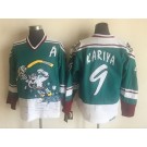 Men's Anaheim Ducks #9 Paul Kariya Green White Throwback Jersey