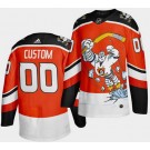 Men's Anaheim Ducks Customized Orange 2021 Reverse Retro Authentic Jersey