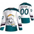 Men's Anaheim Ducks Customized White 2021 Reverse Retro Special Authentic Jersey