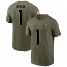 Men's Arizona Cardinals #1 Kyler Murray Olive 2022 Salute To Service T Shirt