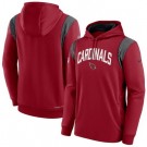 Men's Arizona Cardinals Red Gray Sideline Athletic Stack Performance Pullover Hoodie