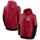 Men's Arizona Cardinals Red Sideline Impact Lockup Performance Full Zip Pullover Hoodie