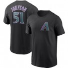 Men's Arizona Diamondbacks #51 Randy Johnson Black Printed T Shirt 112008