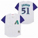 Men's Arizona Diamondbacks #51 Randy Johnson White Throwback Jersey