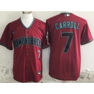 Men's Arizona Diamondbacks #7 Corbin Carroll Red Player Number Team Logo Cool Base Jersey