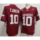 Men's Arkansas Razorbacks #10 Taylen Green Red College Football Jersey