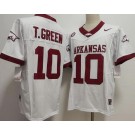 Men's Arkansas Razorbacks #10 Taylen Green White College Football Jersey