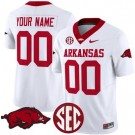 Men's Arkansas Razorbacks Custom Limited White FUSE College Football Jersey