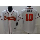 Men's Atlanta Braves #10 Chipper Jones White 2022 Gold Program Cool Base Jersey