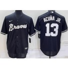 Men's Atlanta Braves #13 Ronald Acuna Jr Black Cool Base Jersey