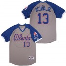 Men's Atlanta Braves #13 Ronald Acuna Jr Gray Blue 1979 Turn Back The Clock Jersey