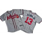 Men's Atlanta Braves #13 Ronald Acuna Jr Gray Limited Jersey