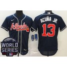 Men's Atlanta Braves #13 Ronald Acuna Jr Navy 2021 World Series Authentic Jersey