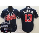 Men's Atlanta Braves #13 Ronald Acuna Jr Navy 2021 World Series Cool Base Jersey