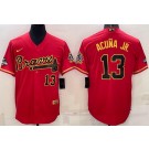 Men's Atlanta Braves #13 Ronald Acuna Jr Red Gold Champions Cool Base Jersey