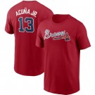 Men's Atlanta Braves #13 Ronald Acuna Jr Red Printed T Shirt 112597