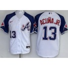 Men's Atlanta Braves #13 Ronald Acuna Jr White 2013 City Player Number Cool base Jersey