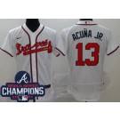 Men's Atlanta Braves #13 Ronald Acuna Jr White 2021 World Series Champions Authentic Jersey